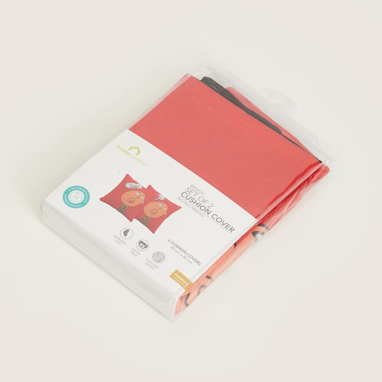 NGO Aayus Red Printed Cushion Covers- Set of 2