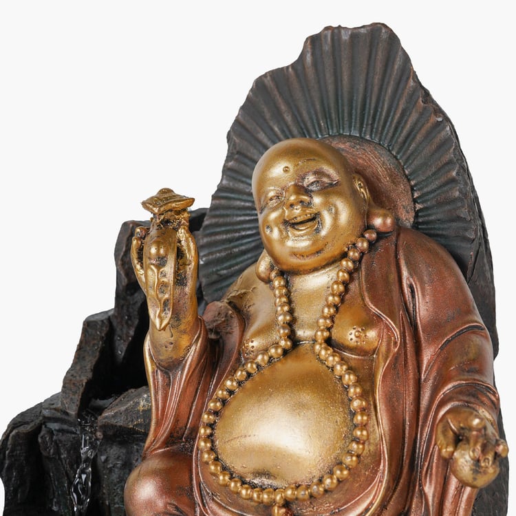 Corsica Cascade Polyresin Happy Buddha Fountain - 26x40cm