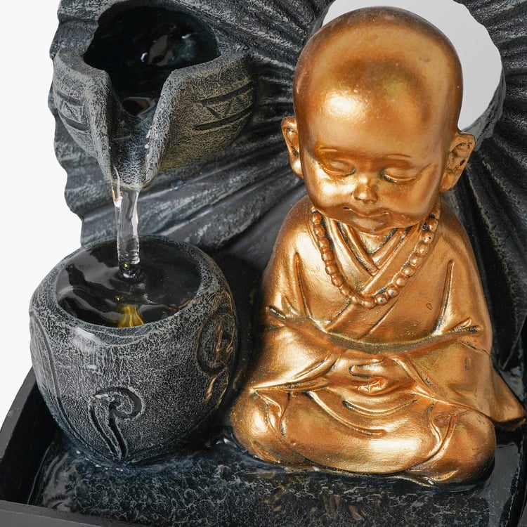 Corsica Cascade Polyresin Mini Monk Fountain  - 12x17x13cm