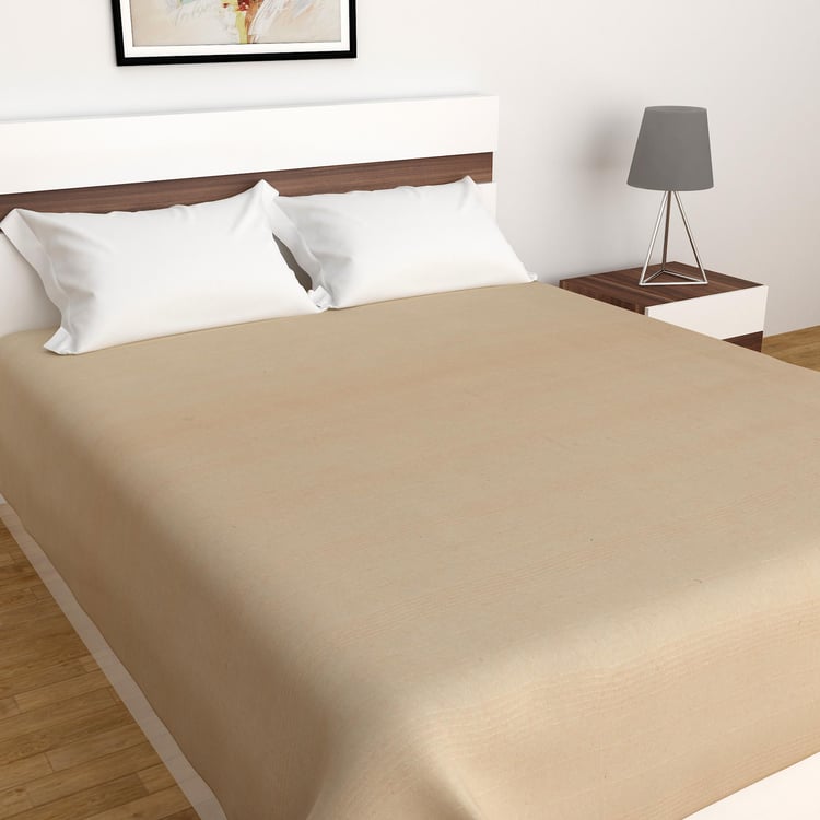 Corsica Brown Solid Cotton King Size Bed Cover - 180x260cm