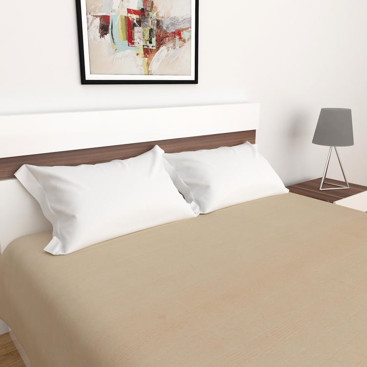 Corsica Brown Solid Cotton King Size Bed Cover - 180x260cm