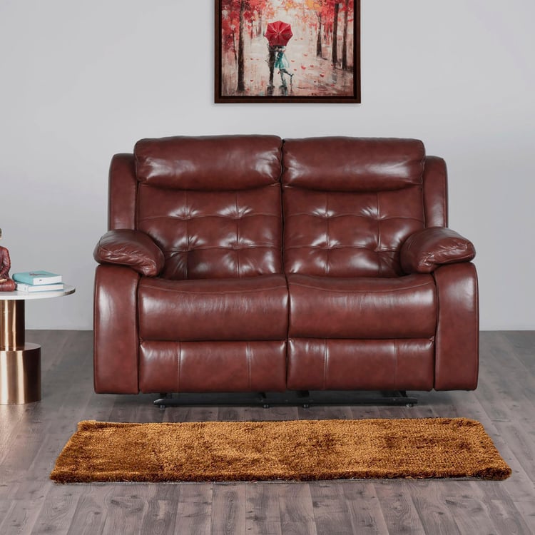 Berlin Half Leather 2-Seater Recliner - Brown