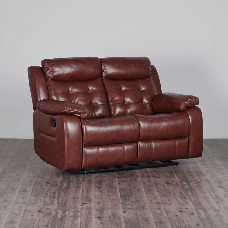 Berlin Half Leather 2-Seater Recliner - Brown