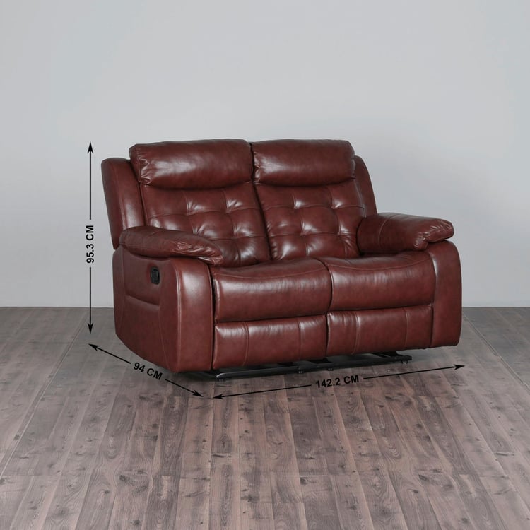 Berlin Half Leather 2-Seater Recliner - Brown