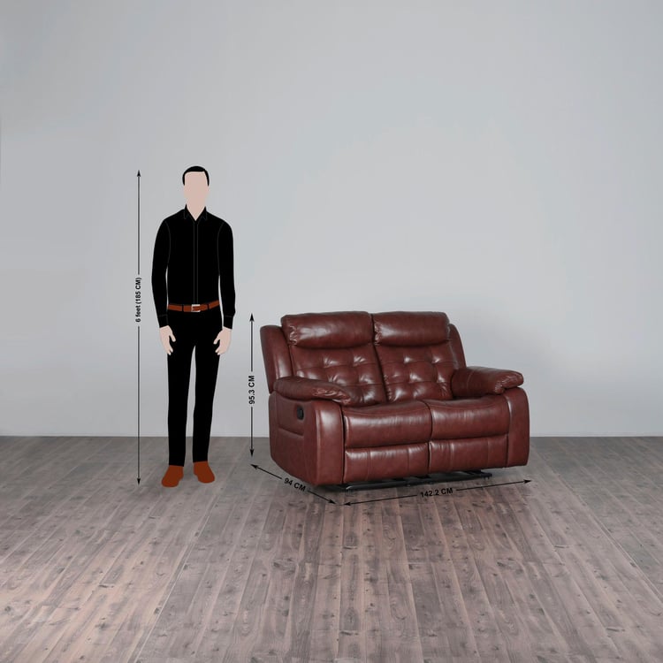 Berlin Half Leather 2-Seater Recliner - Brown