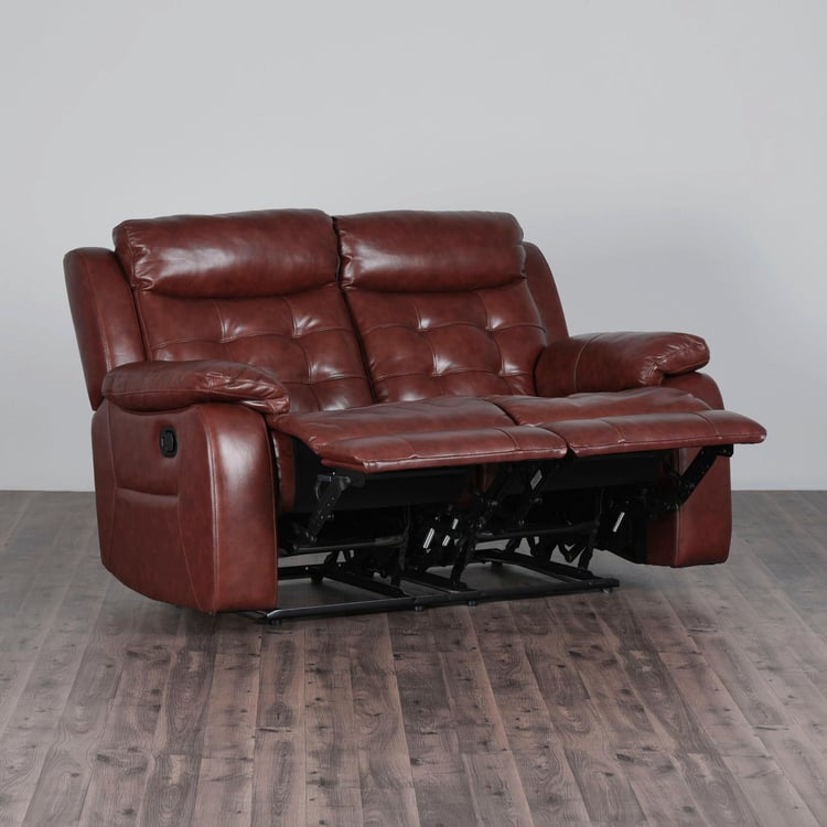 Berlin Half Leather 2-Seater Recliner - Brown