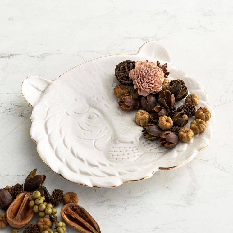 Courage White Ceramic Tiger Figurine