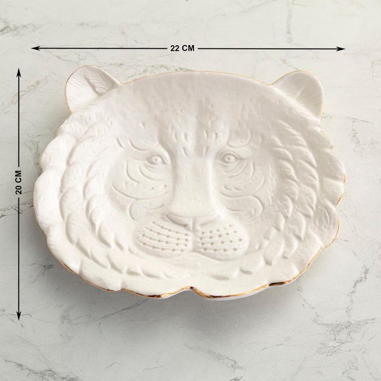Courage White Ceramic Tiger Figurine