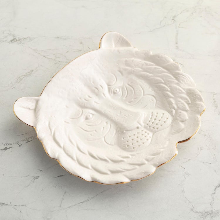 Courage White Ceramic Tiger Figurine