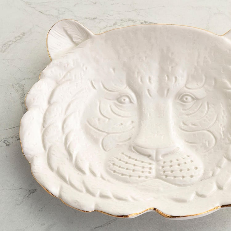 Courage White Ceramic Tiger Figurine