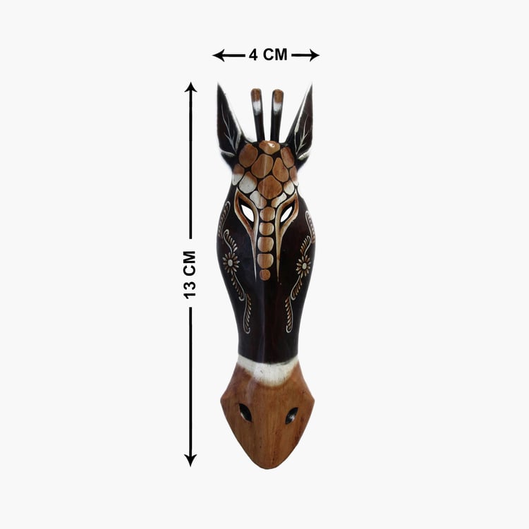 Corsica Magnolia Wooden Giraffe Mask Wall Accent