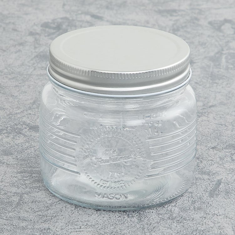 Eternia Transparent Glass Mason Jar with Lid - 500ml - Set of 2