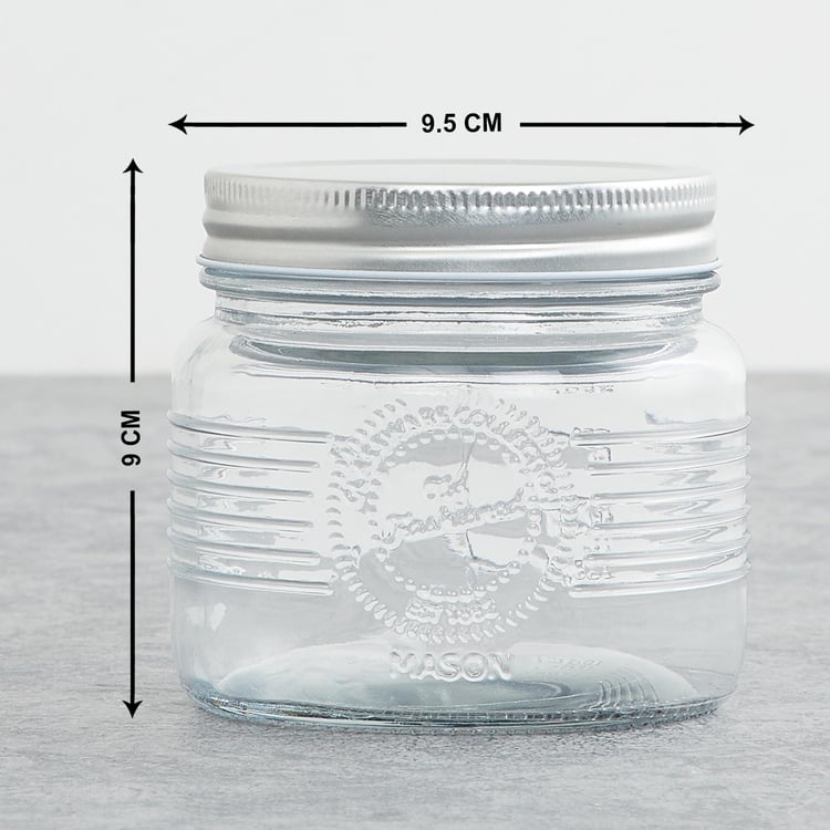 Eternia Transparent Glass Mason Jar with Lid - 500ml - Set of 2