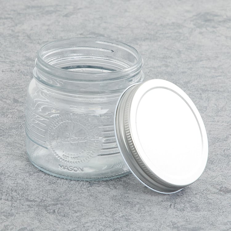 Eternia Transparent Glass Mason Jar with Lid - 500ml - Set of 2