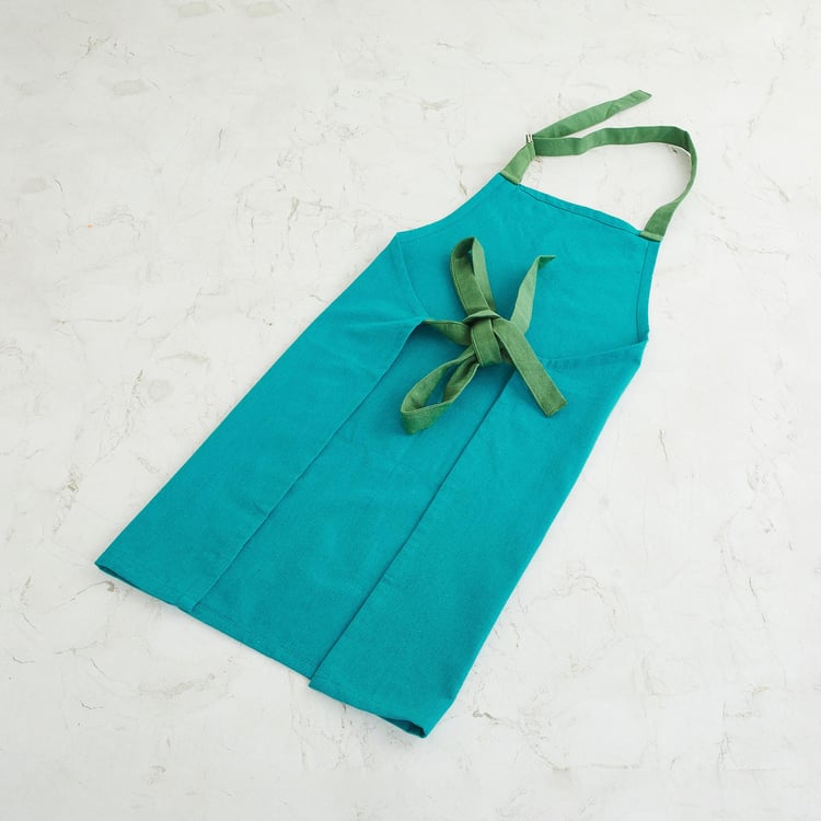 Glasgow Teal Textured Cotton Kitchen Linen Set - Set Of 3