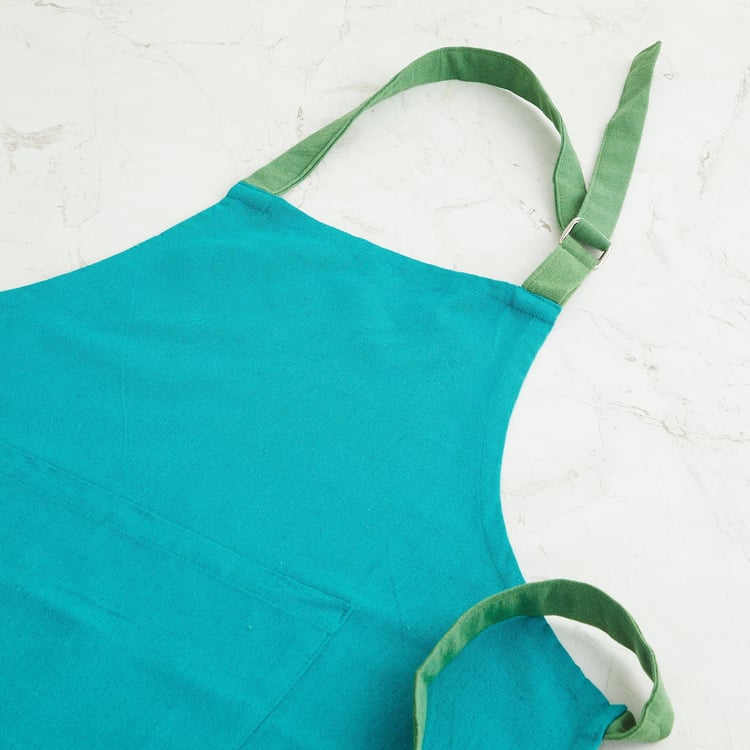 Glasgow Teal Textured Cotton Kitchen Linen Set - Set Of 3