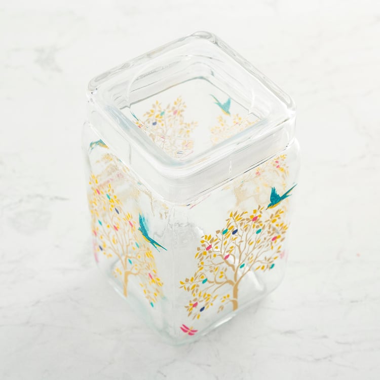 Hope-Orson Transparent Glass Storage Container Set With Decal - 3Pcs