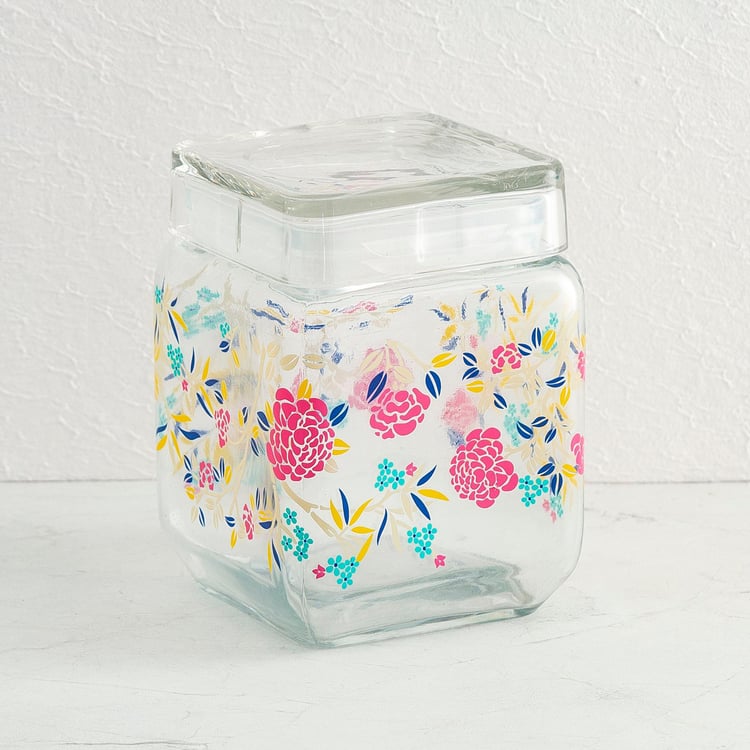 Hope-Orson Transparent Glass Storage Container Set With Decal - 3Pcs