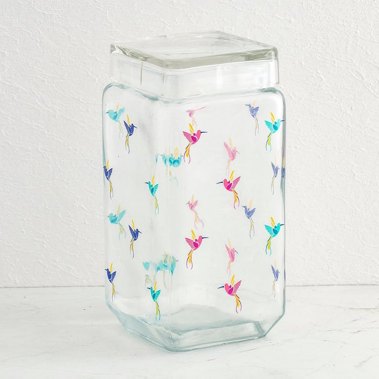 Hope-Orson Transparent Glass Storage Container Set With Decal - 3Pcs