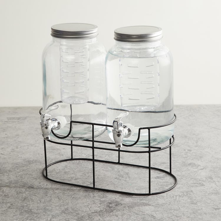 Truffles Set of 2 Glass Dispensers with Stand - 3.5L