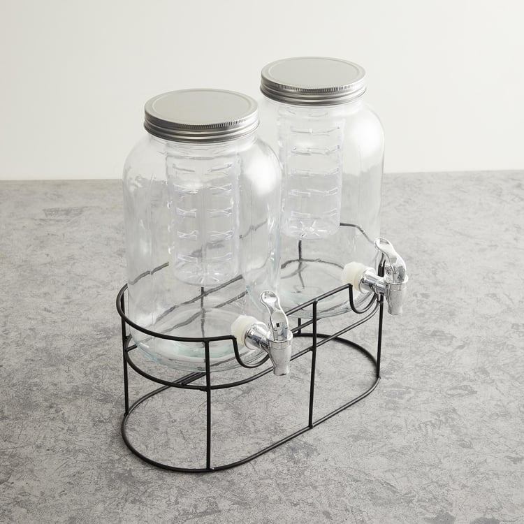 Truffles Set of 2 Glass Dispensers with Stand - 3.5L