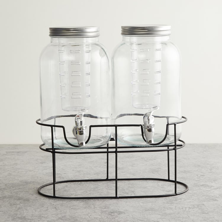 Truffles Set of 2 Glass Dispensers with Stand - 3.5L