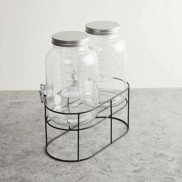 Truffles Set of 2 Glass Dispensers with Stand - 3.5L