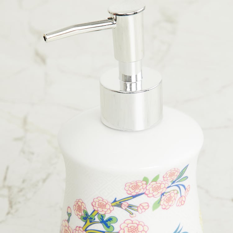 Art of Asia-Dragon Dance White Printed Ceramic Soap Dispenser - 300ml