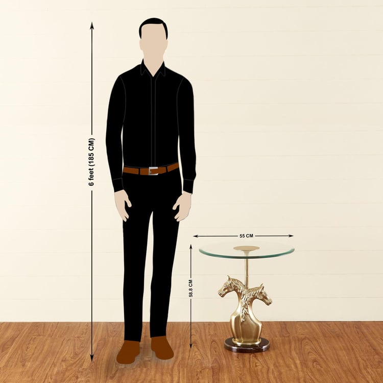 Pony Glass Top End Table - Gold
