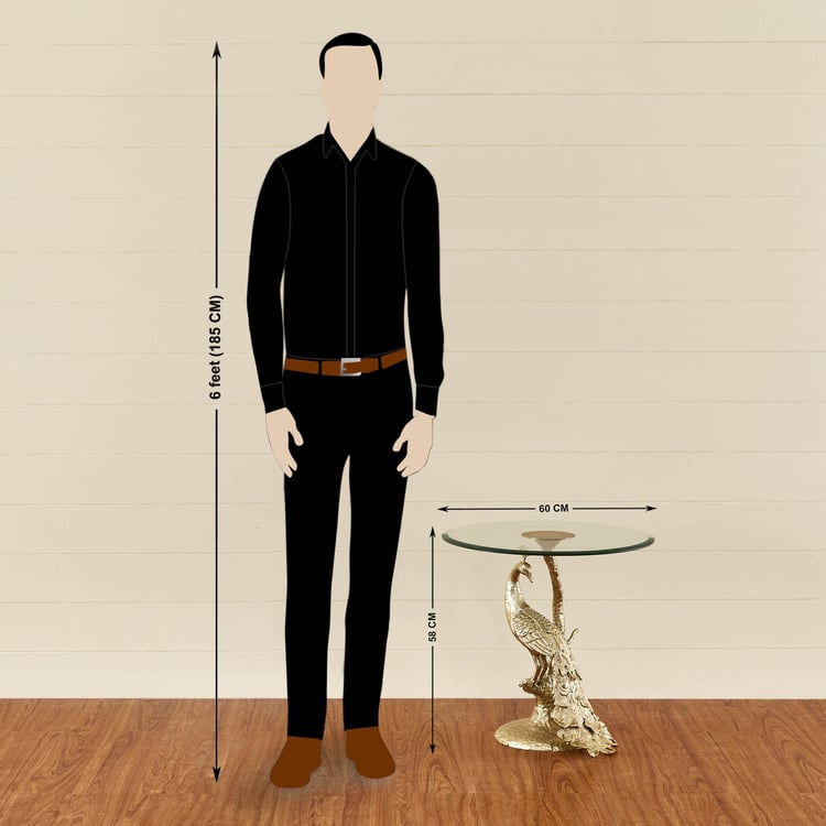 Pavo Glass Top End Table - Gold