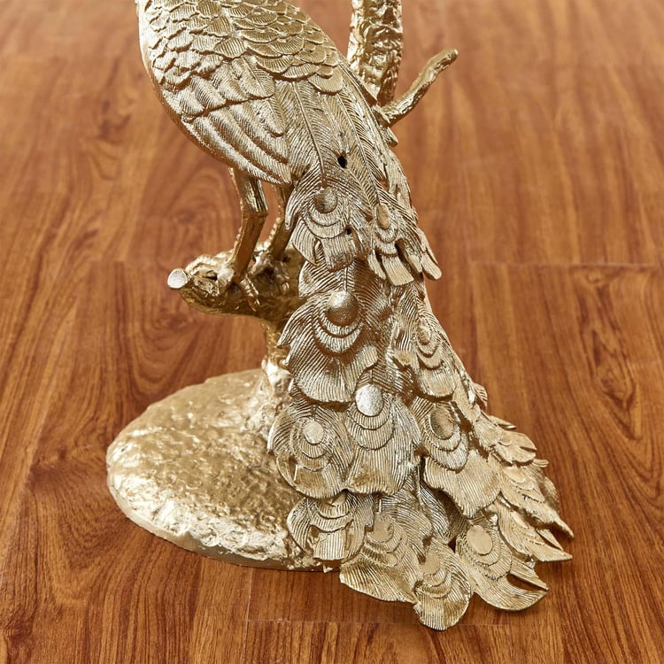 Pavo Glass Top End Table - Gold