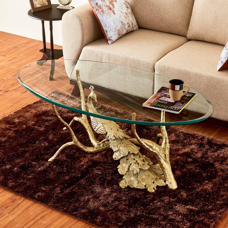 Pavo Glass Top Coffee Table - Gold