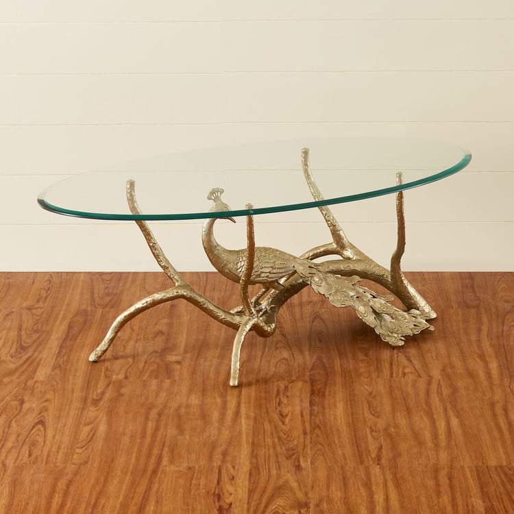 Pavo Glass Top Coffee Table - Gold