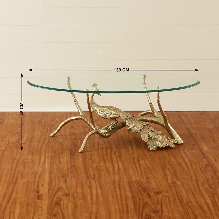 Pavo Glass Top Coffee Table - Gold