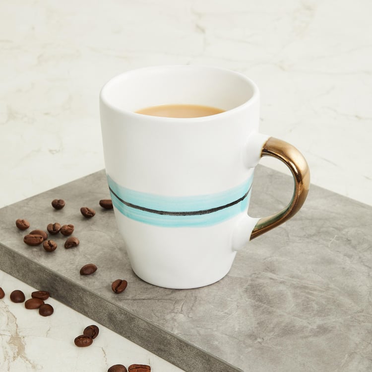 Peace Tranquil White Striped Stoneware Mug - 350 ml - 11x12cm