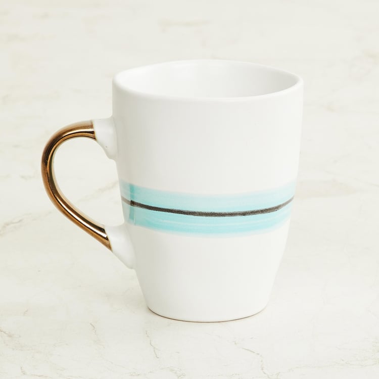 Peace Tranquil White Striped Stoneware Mug - 350 ml - 11x12cm