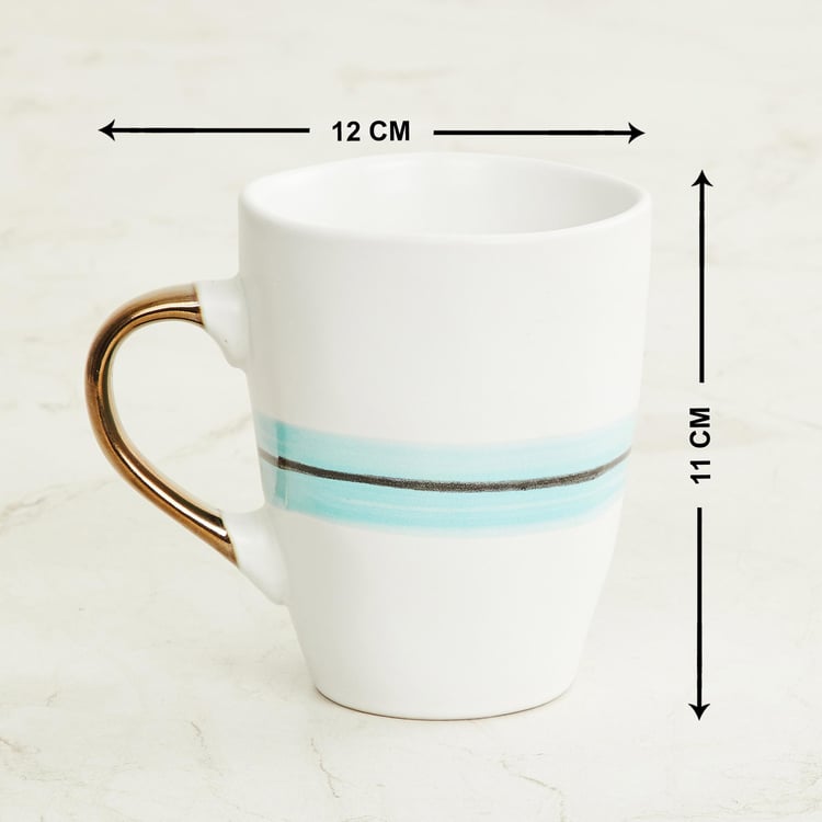 Peace Tranquil White Striped Stoneware Mug - 350 ml - 11x12cm