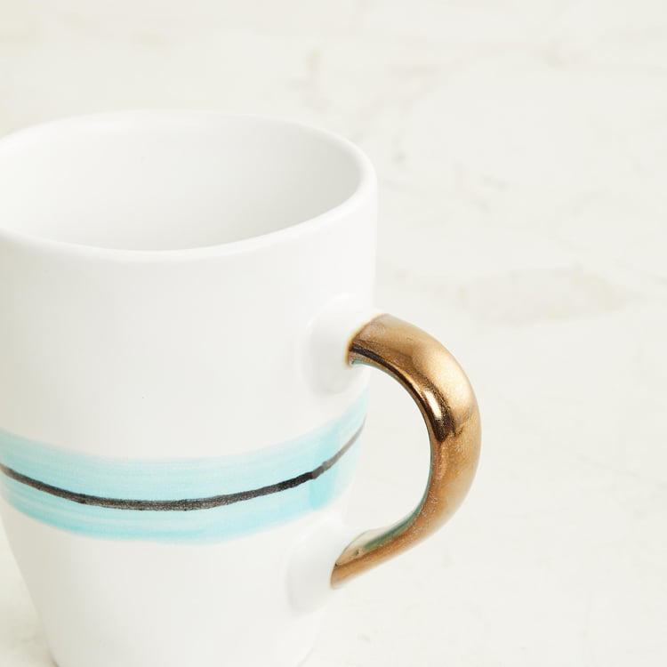 Peace Tranquil White Striped Stoneware Mug - 350 ml - 11x12cm