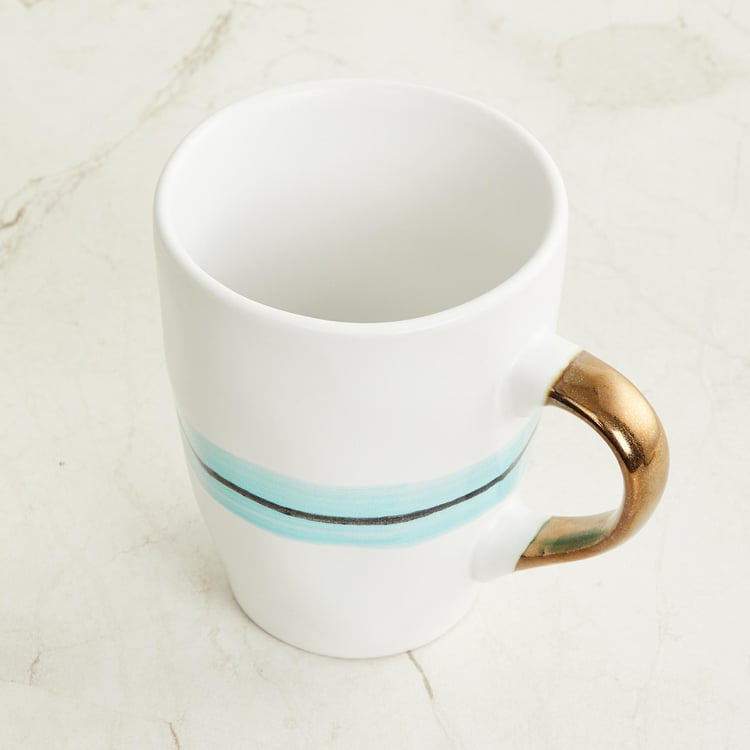 Peace Tranquil White Striped Stoneware Mug - 350 ml - 11x12cm