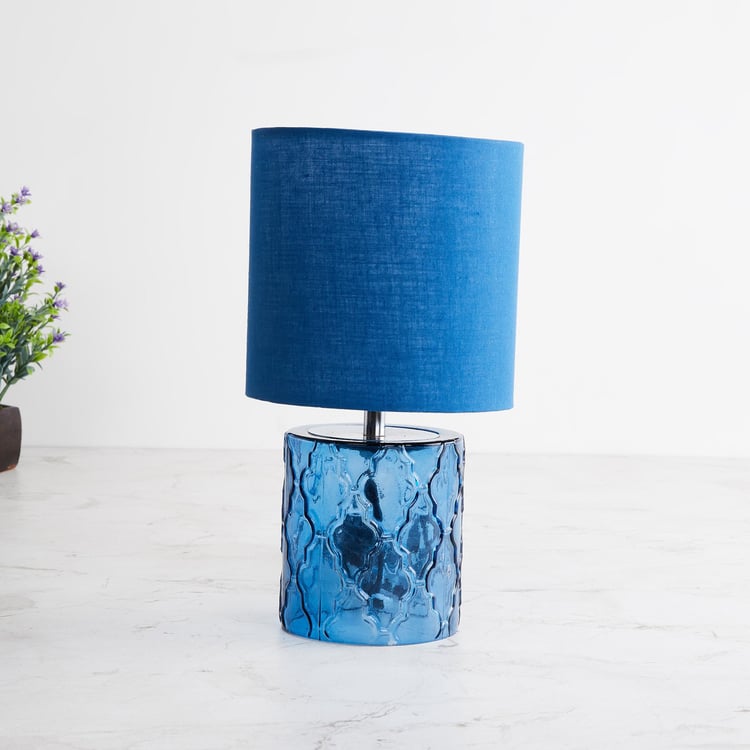 Colour Connect Blue Embossed Glass Table Lamp