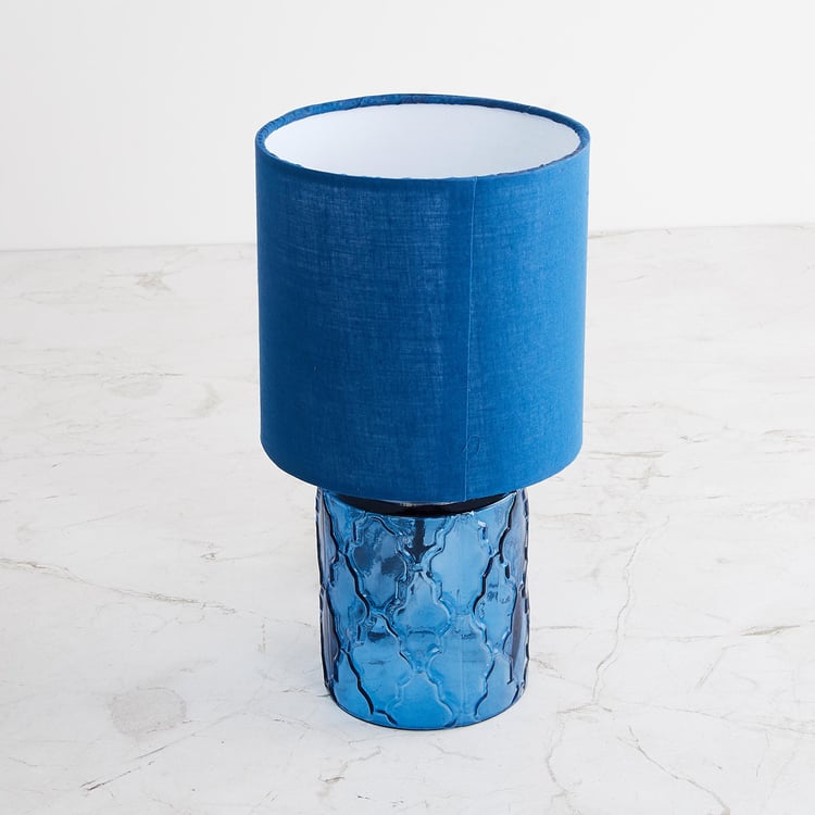 Colour Connect Blue Embossed Glass Table Lamp