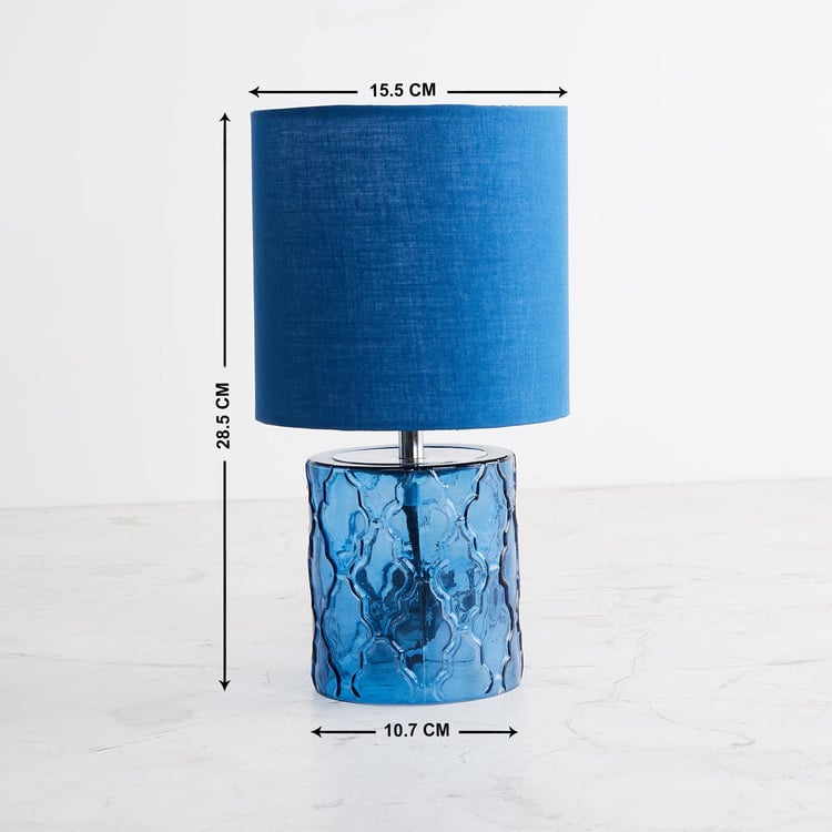 Colour Connect Blue Embossed Glass Table Lamp