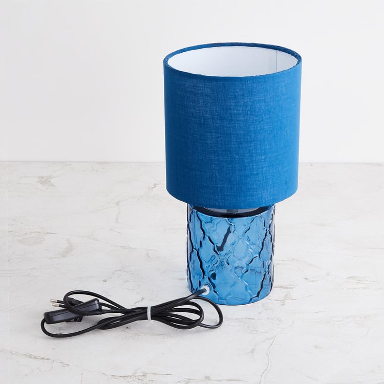 Colour Connect Blue Embossed Glass Table Lamp