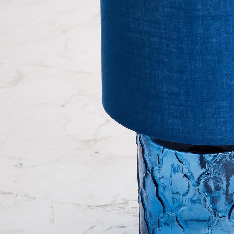 Colour Connect Blue Embossed Glass Table Lamp
