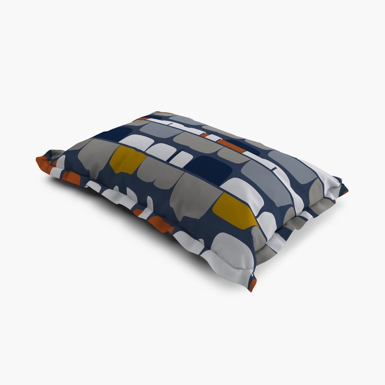 Harold Abstract- Blue Printed Cotton Pillow Cover- Set of 2