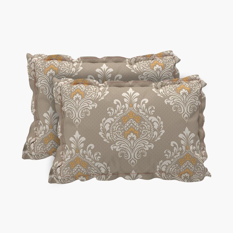 Harold Beige Printed Cotton Pillowcase - Set of 2