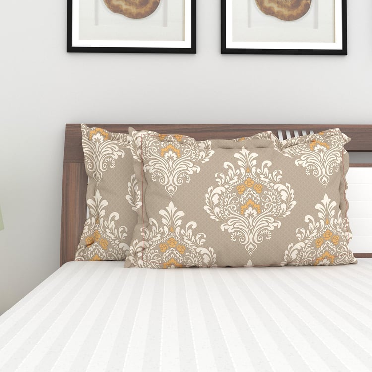 Harold Beige Printed Cotton Pillowcase - Set of 2
