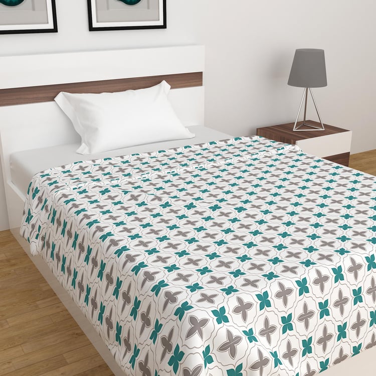 Harold Tiles- White Printed Cotton Single Dohar