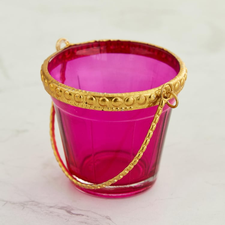 Shalimar Multicolour Metal and Glass Votive with String Light - Set of 6