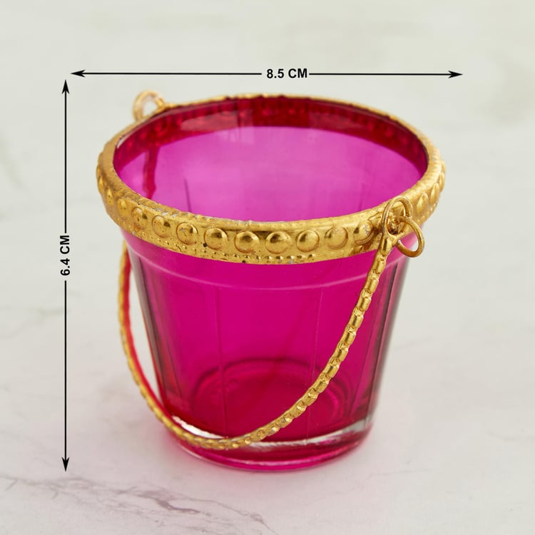 Shalimar Multicolour Metal and Glass Votive with String Light - Set of 6